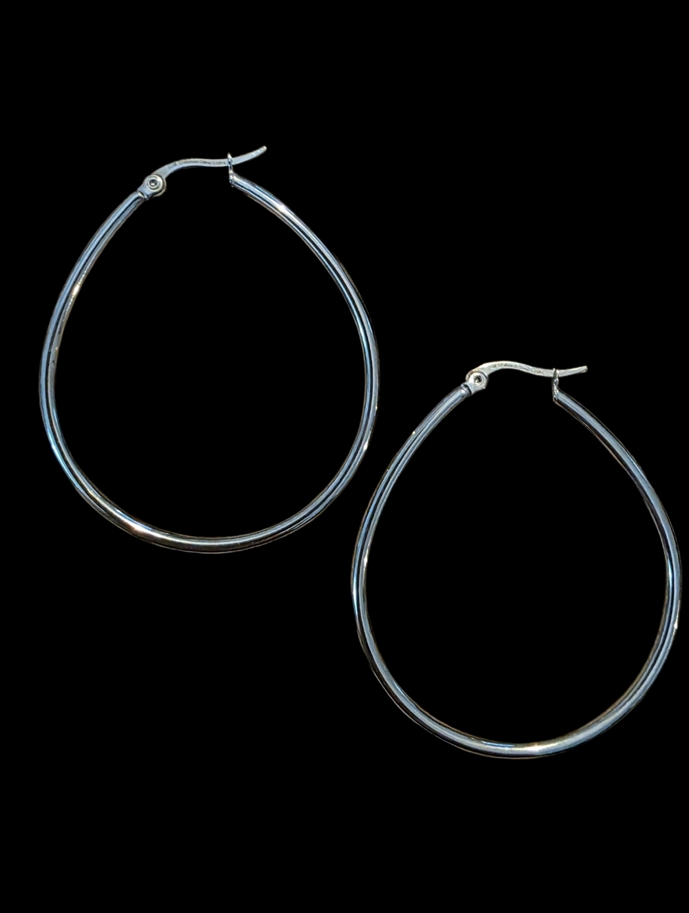 Silver Teardrop Hoop Earrings